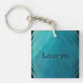 ティール（緑がかった色）ガラス組織 キーホルダー (正面)