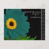 ティール(緑がかった色)ガーベラデイジー結婚式招待状 インビテーションポストカード (裏面)