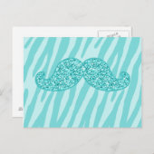 ティール（緑がかった色）ガーリーグリッターヒゲ縞模様 ポストカード (正面/裏面)