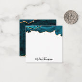 ティール（緑がかった色）ガーリーベルベットAGATEゲードスクリプトスクエア2 ノートカード (正面/裏面インサイチュ)