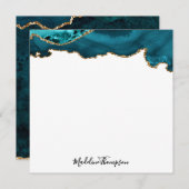 ティール（緑がかった色）ガーリーベルベットAGATEゲードスクリプトスクエア ノートカード (正面/裏面)