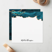 ティール（緑がかった色）ガーリーベルベットAGATEゲードスクリプトスクエア ノートカード (正面/裏面インサイチュ)