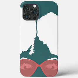ティール（緑がかった色）ガールとアフロとピンクサングラス iPhone 13 PRO MAXケース