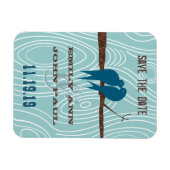 ティール(緑がかった色)キスをするかわいい愛鳥が木に座る|過去記事 マグネット (横)