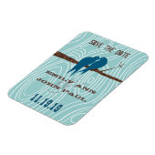 ティール(緑がかった色)キスをするかわいい愛鳥が木に座る|過去記事 マグネット (左側)