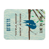 ティール（緑がかった色）キスをするかわいい愛鳥が木に座る|過去記事 マグネット (横)