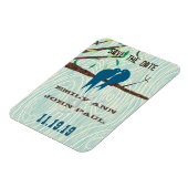 ティール（緑がかった色）キスをするかわいい愛鳥が木に座る|過去記事 マグネット (左側)