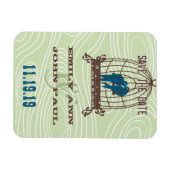 ティール(緑がかった色)キスをするかわいい愛鳥が鳥のかご座に マグネット (横)