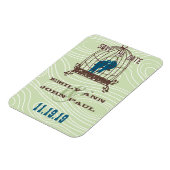 ティール(緑がかった色)キスをするかわいい愛鳥が鳥のかご座に マグネット (左側)