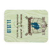 ティール（緑がかった色）キスをするかわいい愛鳥が鳥のかご座に マグネット (横)