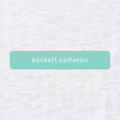 ティール（緑がかった色）キッズアイロン名アイロン ラベル (デザイン1)