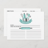 ティール（緑がかった色）キッチンツールブライダルシャワーレシピカード ポストカード (正面/裏面)