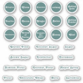 ティール（緑がかった色）キッチンベーキングラベル シール (正面)