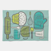 ティール（緑がかった色）キッチンレシピ変換 キッチンタオル (横)