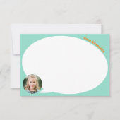ティール（緑がかった色）キッド写真と音声バブルサンキューカード サンキューカード (正面)
