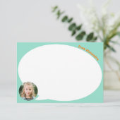 ティール（緑がかった色）キッド写真と音声バブルサンキューカード サンキューカード (スタンド正面)