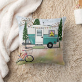 ティール(緑がかった色)キャンパーピロー クッション (ブランケット)