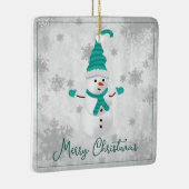 ティール(緑がかった色)キュート雪だるまホリデーセラミックオーナメント セラミックオーナメント (右)