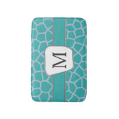 ティール(緑がかった色)キリンプリントモカスタムノグラム バスマット (正面縦)