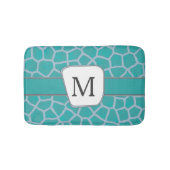 ティール(緑がかった色)キリンプリントモカスタムノグラム バスマット (正面)