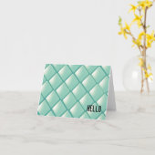 ティール(緑がかった色)キルテッドダイヤモンドハロー カード (黄色い花)