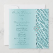 ティール(緑がかった色)キンセアニェラプリント宝石&ゼブラグリッター 招待状 (裏面)