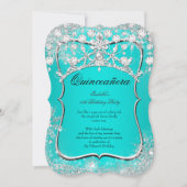 ティール(緑がかった色)キンセアニェラ15thウィンターワンダーランドシルバー 招待状 (正面)