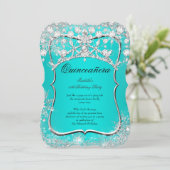 ティール(緑がかった色)キンセアニェラ15thウィンターワンダーランドシルバー 招待状 (スタンド正面)