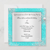 ティール(緑がかった色)キンセアニェラ15thエリートエレガントバースデーパーティー 招待状 (裏面)