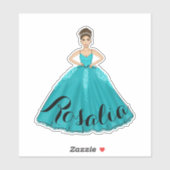 ティール(緑がかった色)キンセアニラ名前をカスタムするステッカー シール (シート)