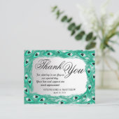 ティール(緑がかった色)クジャクの羽(白から灰色のグラデーション) ポストカード (スタンド正面)