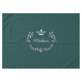 ティール（緑がかった色）クラウンクレストパーソナライズされた テーブルクロス