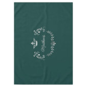 ティール(緑がかった色)クラウンクレストパーソナライズされた テーブルクロス (正面)