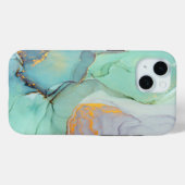 ティール(緑がかった色)クラシックとブルーマーブルデザイン Case-Mate iPhoneケース (裏面 (横))