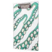 ティール（緑がかった色）クラーケン蛸の触手墨画 クリップボード (左)