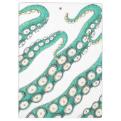 ティール（緑がかった色）クラーケン蛸の触手墨画 クリップボード (裏面)