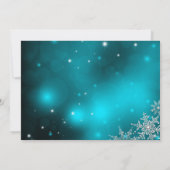 ティール（緑がかった色）クリスタルスノーフレーククリスマスディナーパーティー 招待状 (裏面)