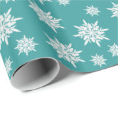 ティール(緑がかった色)クリスタルスノーフレークスクリスマスラッピングペーパー ラッピングペーパー (ロールコーナー)