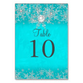 ティール(緑がかった色)クリスタルパールスノーフレークテーブル番号カード テーブルナンバー (裏面)
