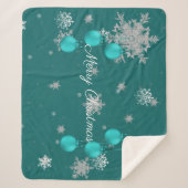 ティール(緑がかった色)クリスマスオーナメントシェルパブランケット シェルパブランケット (正面)