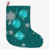 ティール(緑がかった色)クリスマスオーナメントストッキング ラージクリスマスストッキング (正面)
