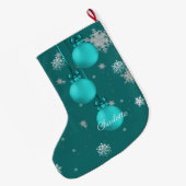 ティール(緑がかった色)クリスマスオーナメントストッキング ラージクリスマスストッキング (裏面 (吊り時))