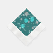 ティール（緑がかった色）クリスマスオーナメントペーパーナプキン 縁ありカクテルナプキン (角)