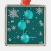 ティール(緑がかった色)クリスマスオーナメントホリデイオーナメント メタルオーナメント (正面)