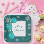 ティール(緑がかった色)クリスマスオーナメント紙プレート ペーパープレート (パーティー)