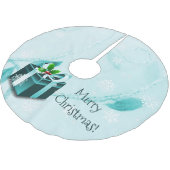 ティール（緑がかった色）クリスマスギフトツリースカート ブラッシュドポリエステルツリースカート (アングル)