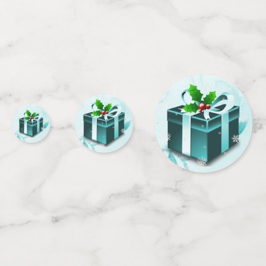 ティール(緑がかった色)クリスマスギフトテーブル紙吹雪 コンフェッティ (正面)