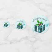 ティール(緑がかった色)クリスマスギフトテーブル紙吹雪 コンフェッティ (裏面)