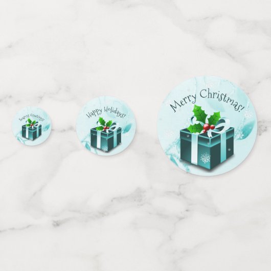 ティール(緑がかった色)クリスマスギフトテーブル紙吹雪 コンフェッティ (裏面)