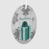 ティール(緑がかった色)クリスマスギフトホリデーオーナメント オーナメント (正面)